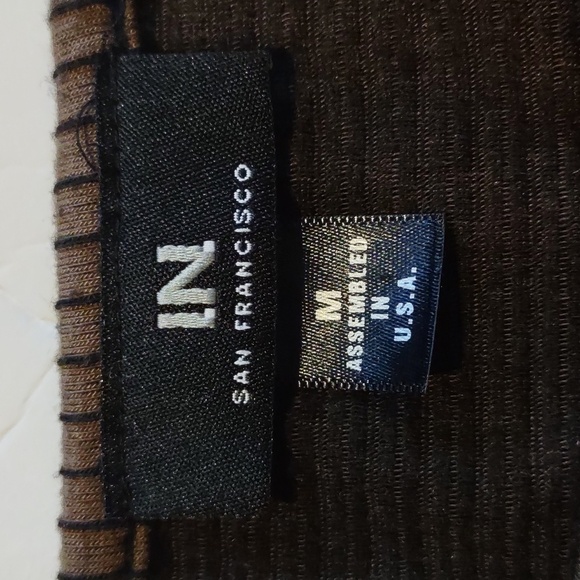 I N San Francisco Long Sleeve Brown with Black Stripes Sweater, Cinched at Waist - Picture 3 of 8